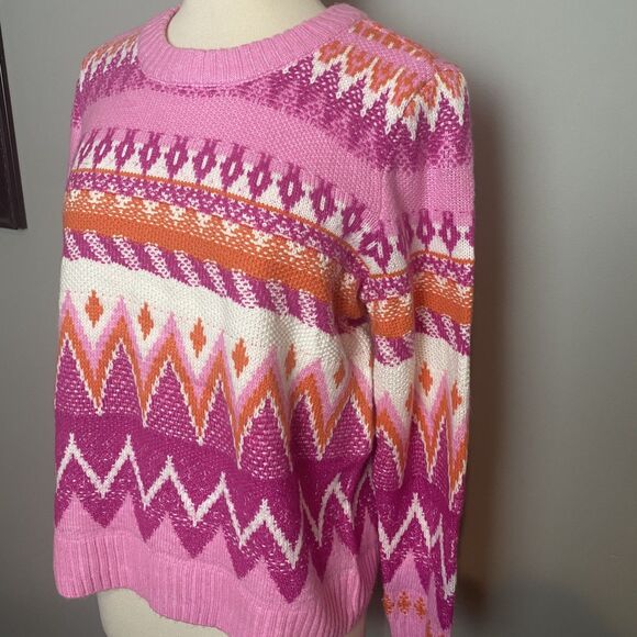 Pink St. John's Bay Fair Isle Sweater - Size M - Picture 3 of 8
